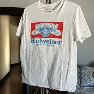 Budweiser Red and Blue Logo White T-Shirt